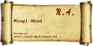 Mingl Abod névjegykártya